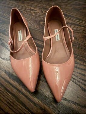 Tabitha Simmons powdery Pink Patent Pointed Mary Jane Flats